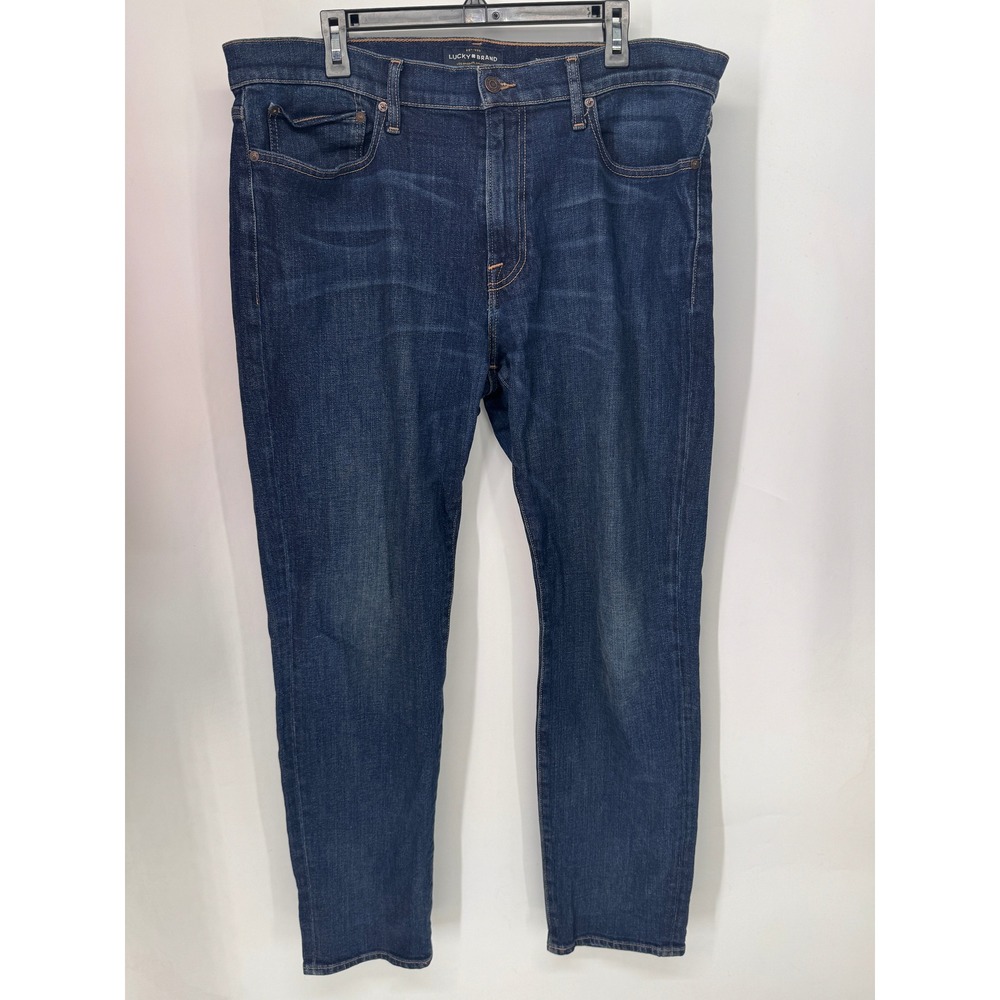 Lucky Brand Jeans Men 38X32 Blue Dark Wash Straight Leg Stretch Denim Everyday